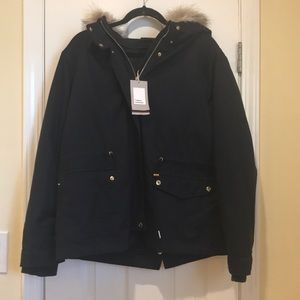 Zara Parka with removable faux fur . Brand new.